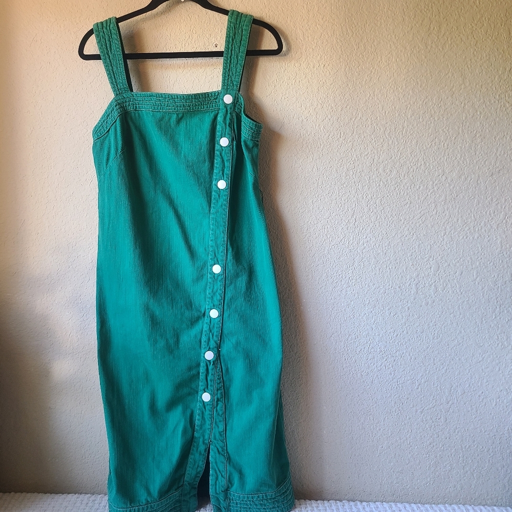 Maeve Anthropologie Green Button-Down Dress US Women's Size 10 - Picture 3 of 10